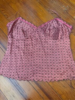 The Limited Dusty Rose Floral-Print Lace-Trim Cami